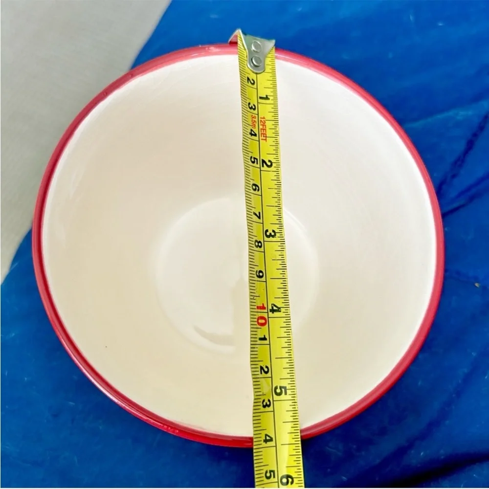 Winter Cherry Red Snowflake Ceramic Indoor Planter Vase Home Decor Accent Bowl - Picture 7 of 7